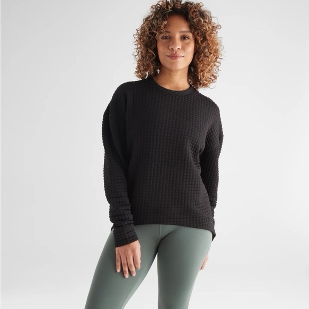 NOBULL Black Quilted Textured Long Sleeve Crew Pullover Sweatshirt Top